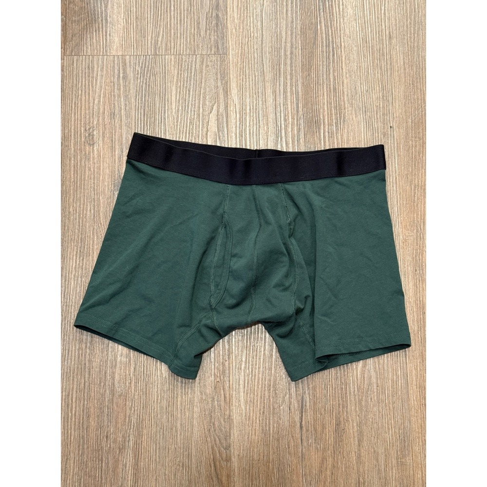 Pact Mens Organic Cotton Boxer Briefs Forest Green Black Waistband Small‎